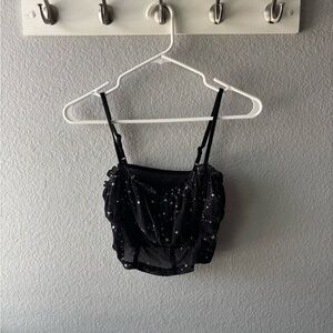 SHEIN Black Sparkly Mesh Top